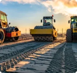Rodillos compactadores en una obra de construcción